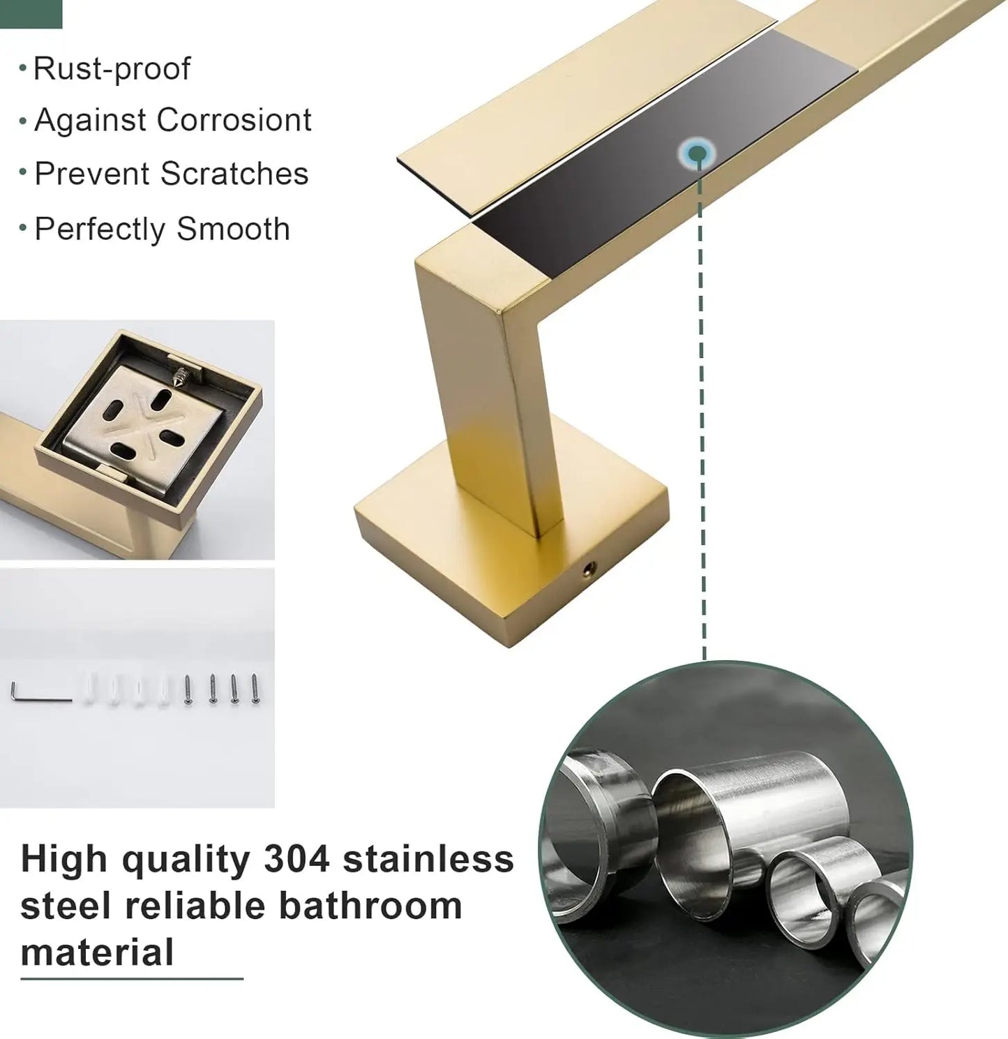 Stainless Steel Hardware Set With Towel Bar And Shelf