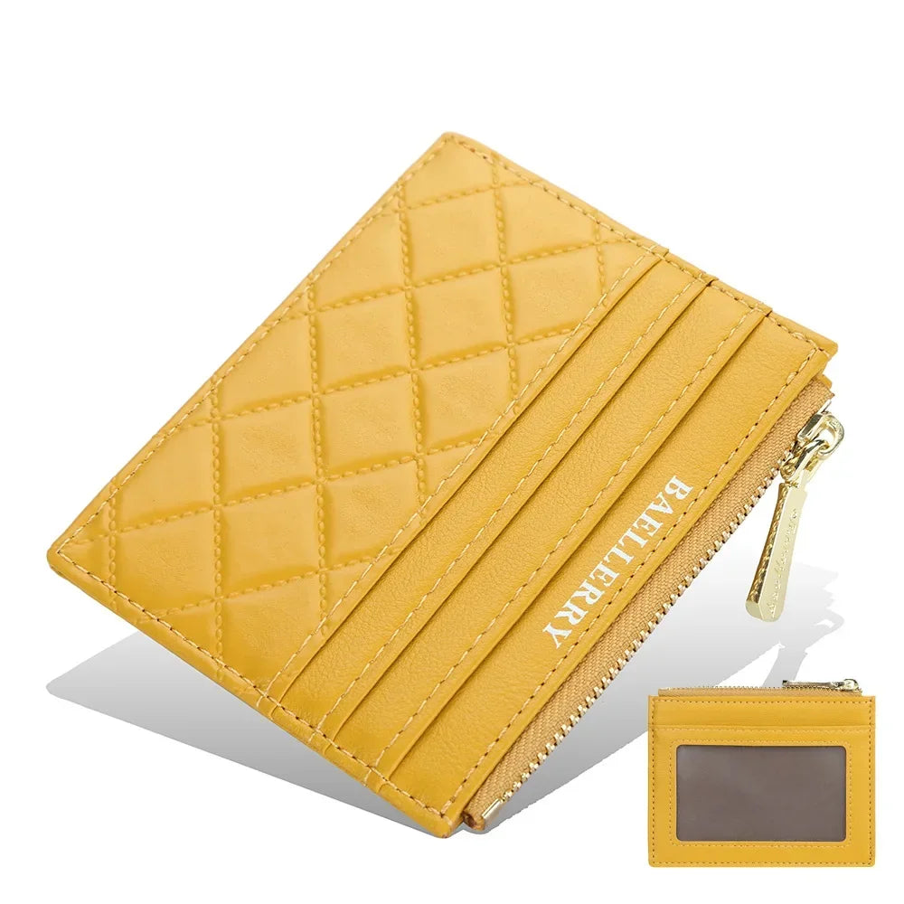 Baellerry Mini Women Wallet Slim Zipper PU Leather Card Holder