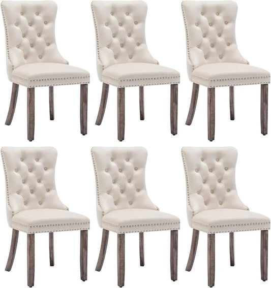 Velvet Dining Chairs Ensemble Of Six With Nailhead Trim