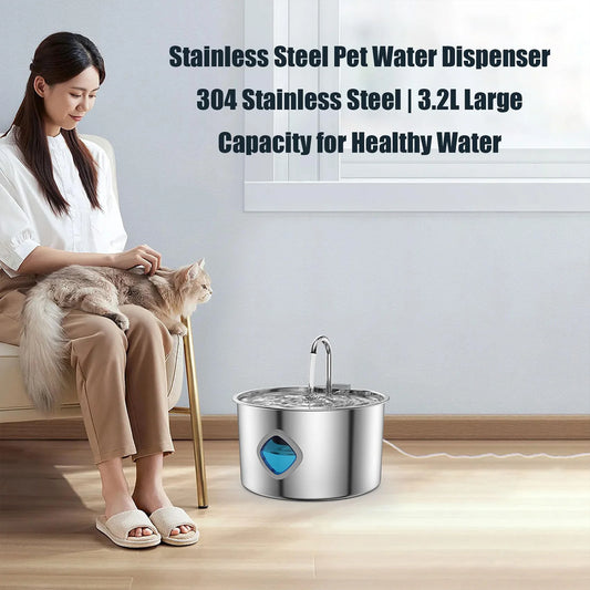 Stainless Steel Pet Water Fountain With 4-Stage Filter