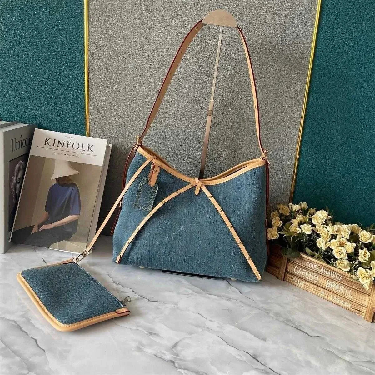 10AAA HOT Selling Designer Luxury Bag M44472 Vintage Denim Tote Pink Cowboy Shoulder Bag Handbags Purse Zipper Old Flower Women