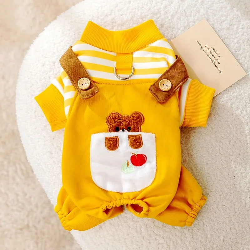 Autumn Striped Pet Jumpsuit For Small Dogs And Cats Pajamas