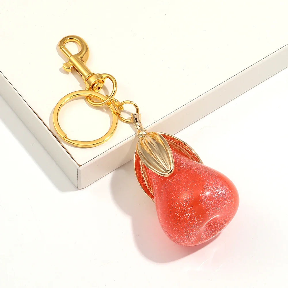 Crystal Pear Bag Charm Pendant Keychain For Women Handbags