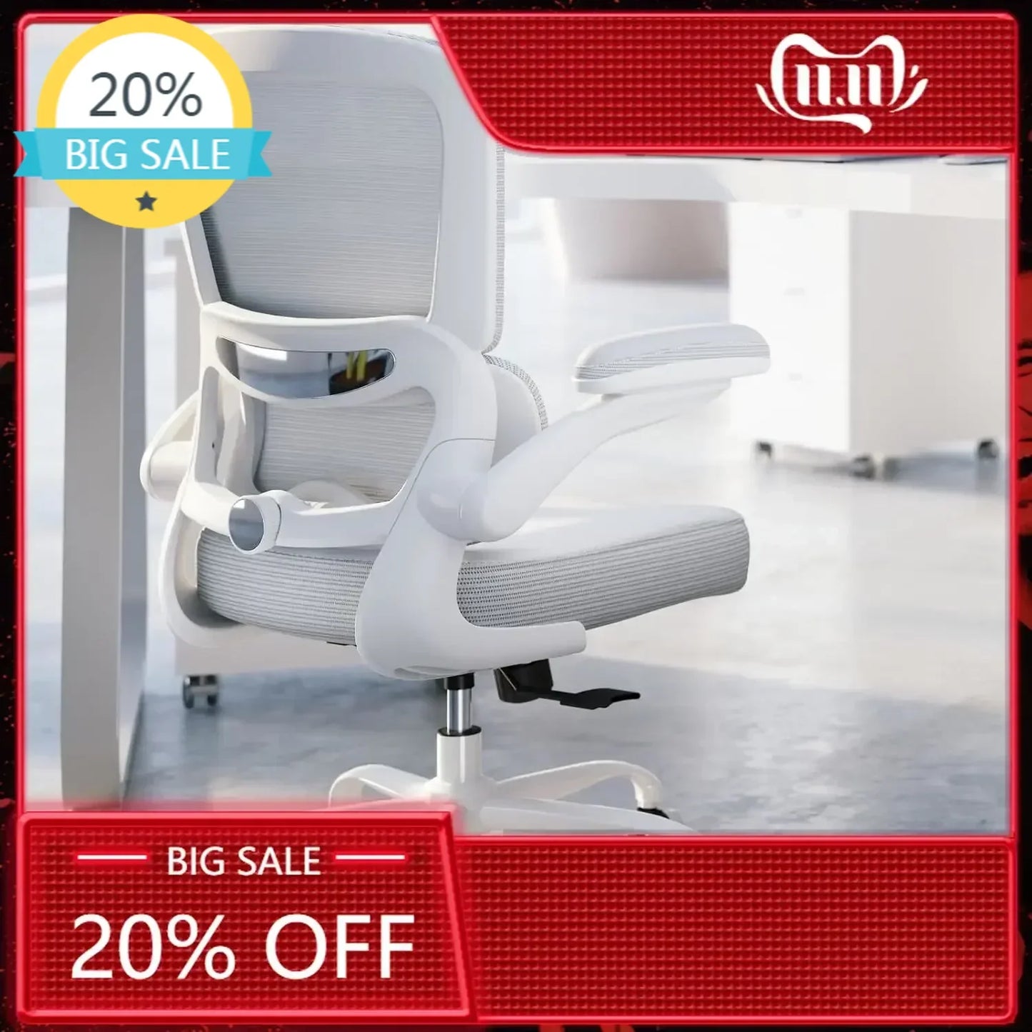Ergonomic Office Chair With Adjustable Lumbar Support Mesh Back