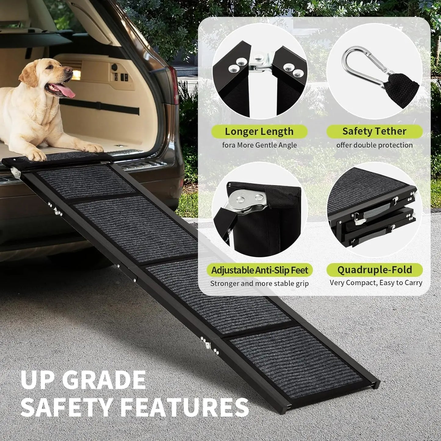 HiMISSDog Door Upgraded Car Dog Ramp With Non Slip Surface
