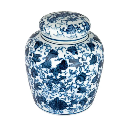 Classic Pattern Ceramic Ginger Jar With Lid Decorative Home Accent