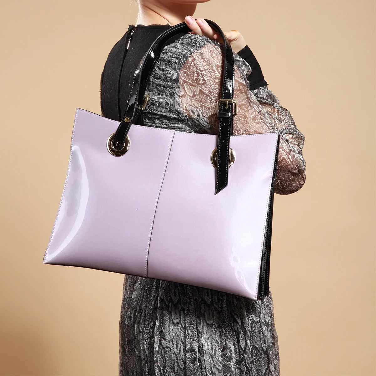 Patent Leather Handbag for Women Luxury Tote Shoulder Bag