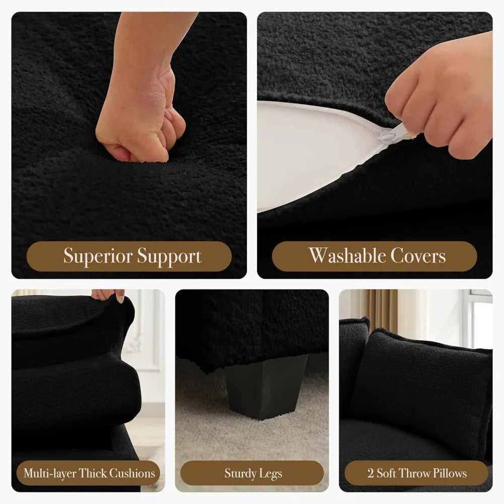 Modular L-Shaped Cloud Sofa With Ottoman Chenille Deluxe
