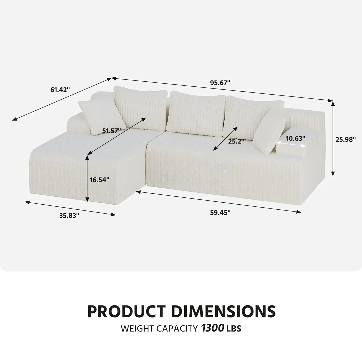 GUANGBAI Modular Sectional Sofa Couches L Shaped Cloud Style