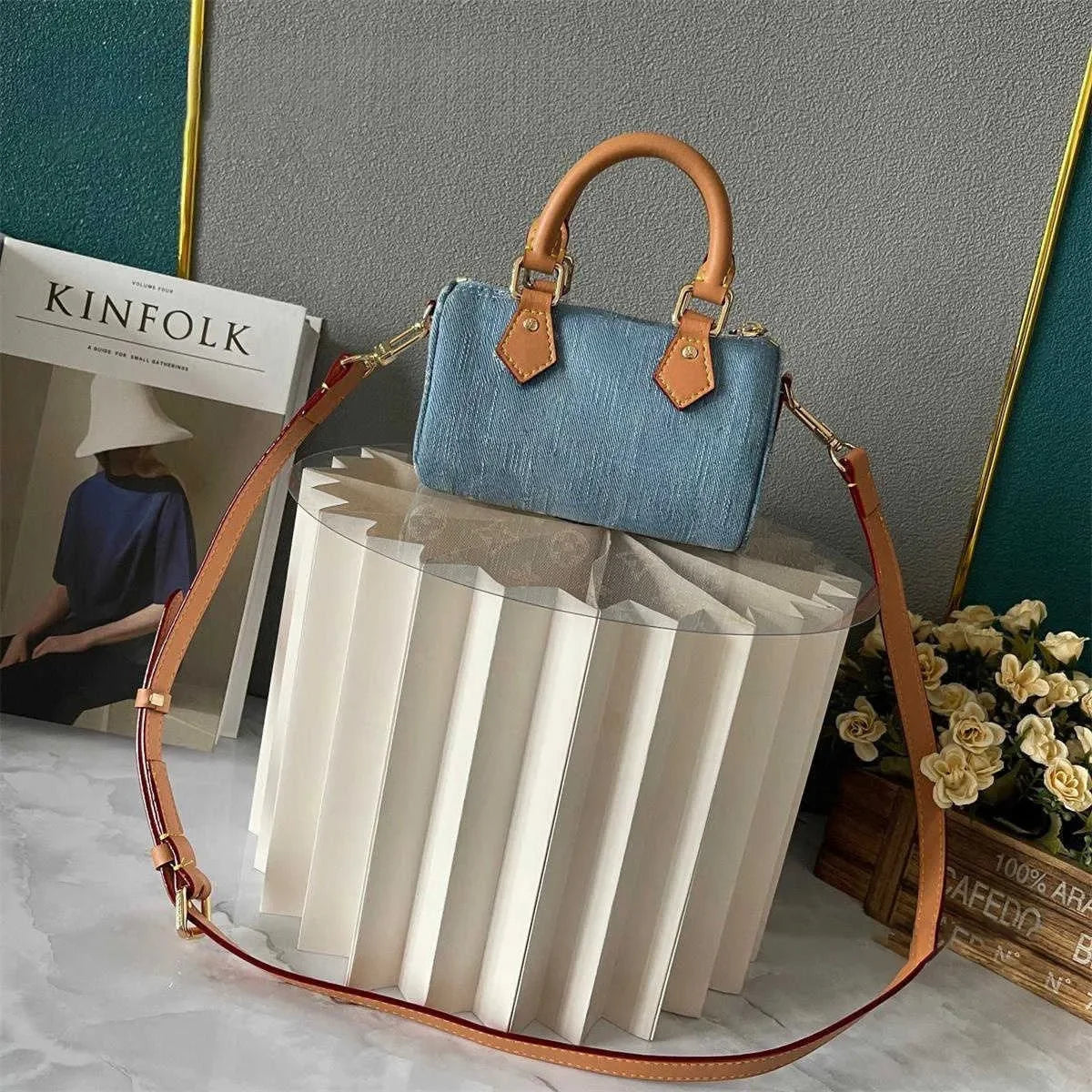10AAA HOT Selling Designer Luxury Bag M44472 Vintage Denim Tote Pink Cowboy Shoulder Bag Handbags Purse Zipper Old Flower Women