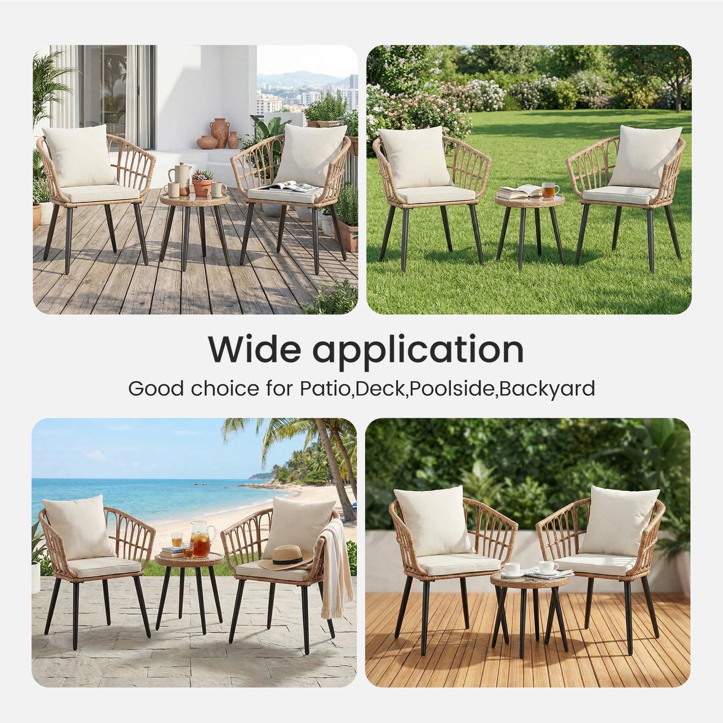 Wicker Patio Outdoor Set With Cushions And Glass Table