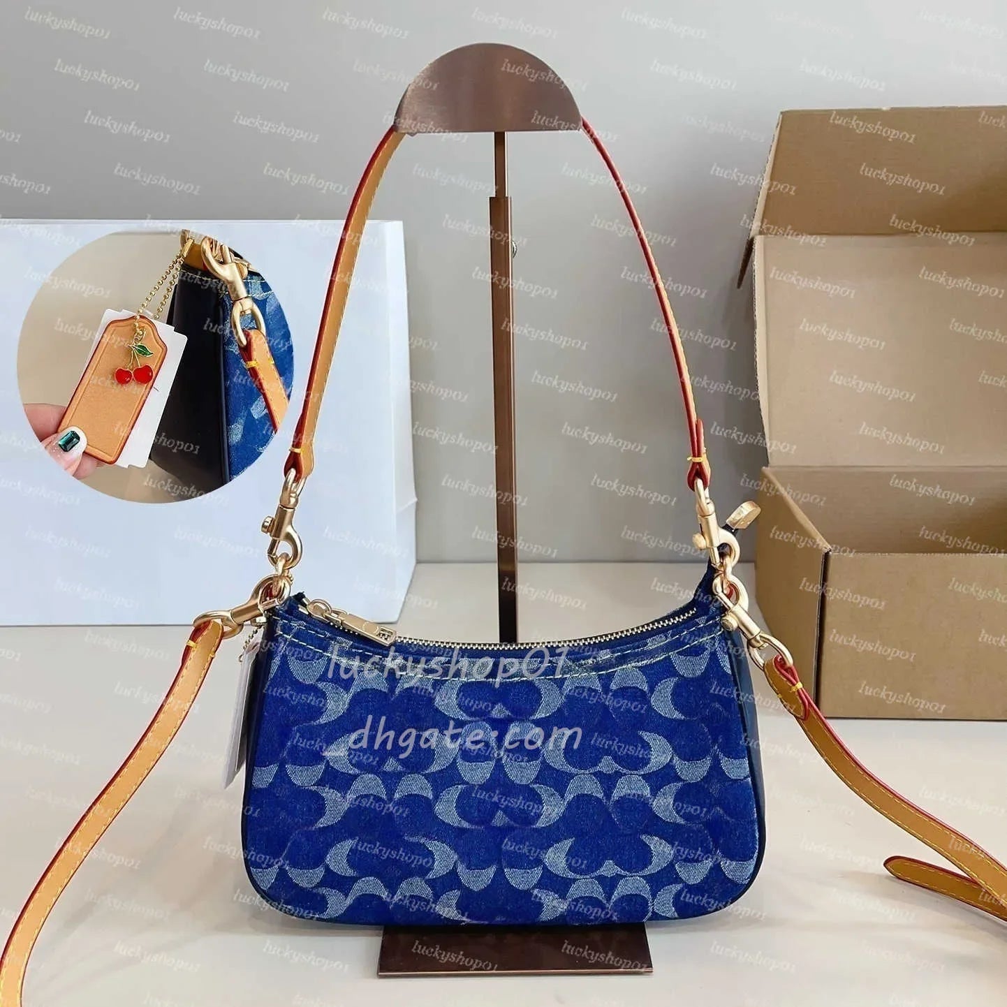 Luxury Otabby Denim Bags Designer Mini Rowan Pillow Bags Women TERI bag with cherry pendant LAUREL Crossbody Hobos Tote Purse De