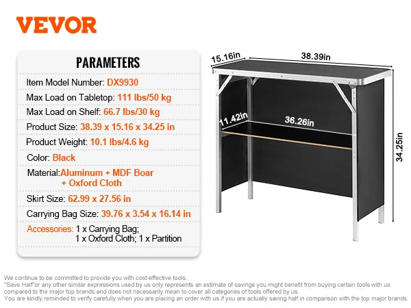 SucceBuy Folding Portable Bar Table for Tradeshow Exhibition
