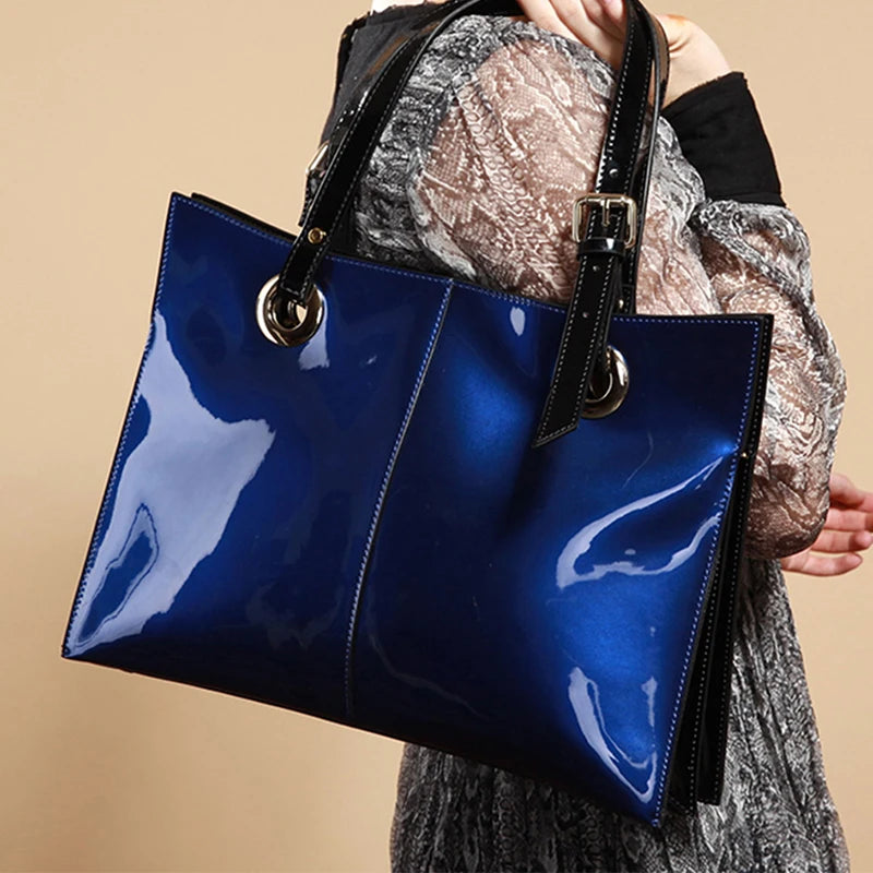 Patent Leather Handbag for Women Luxury Tote Shoulder Bag