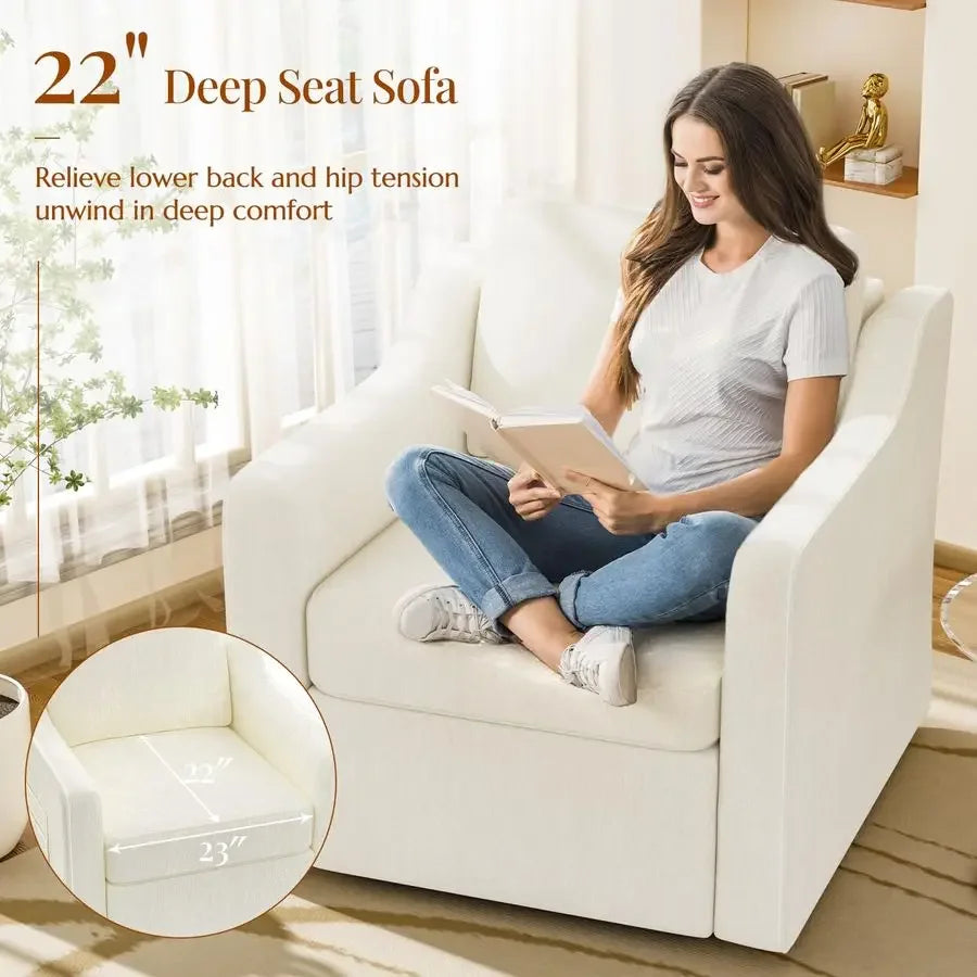 Swivel Accent Chair Set Of 2 Upholstered Armchairs For Reading