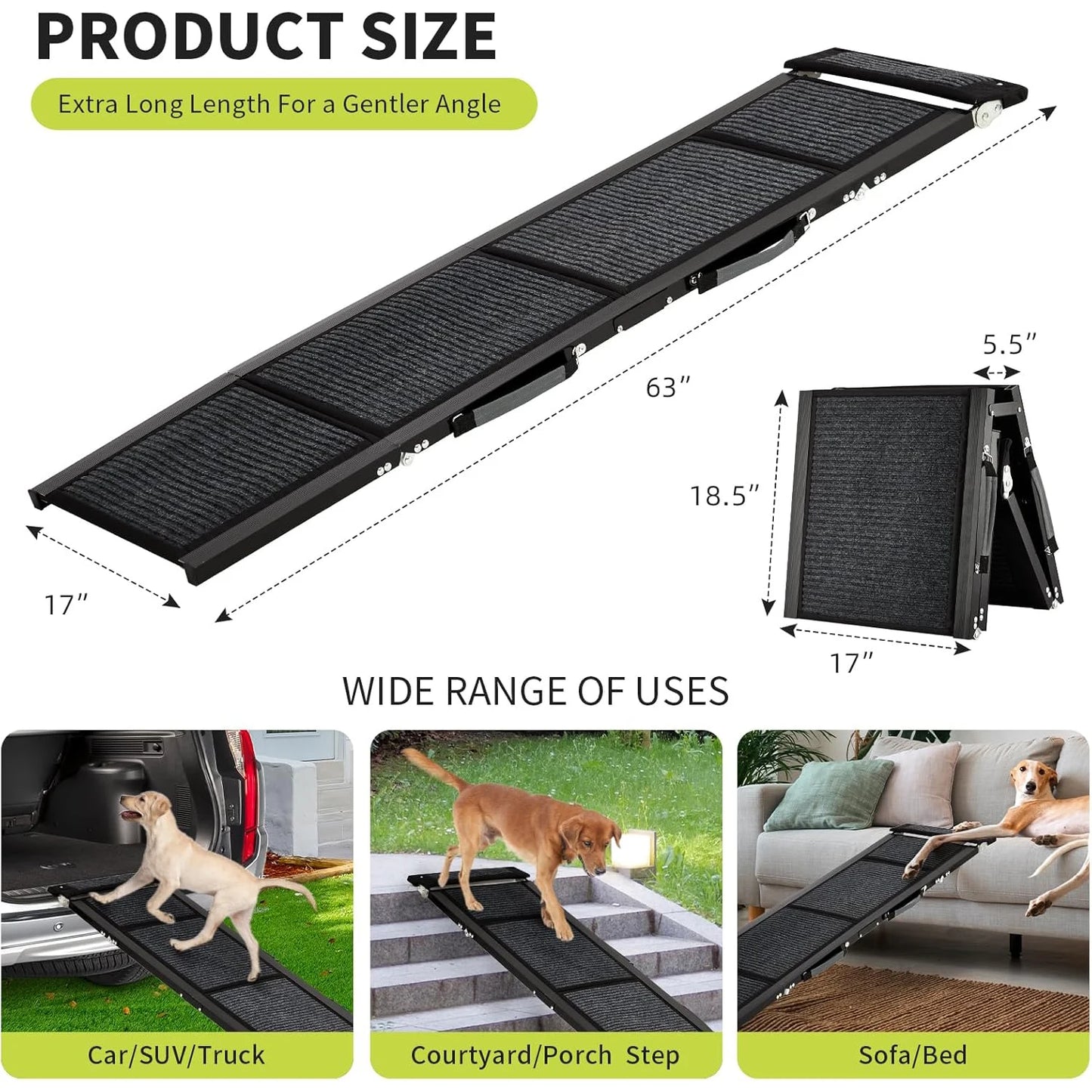 HiMISSDog Door Upgraded Car Dog Ramp With Non Slip Surface