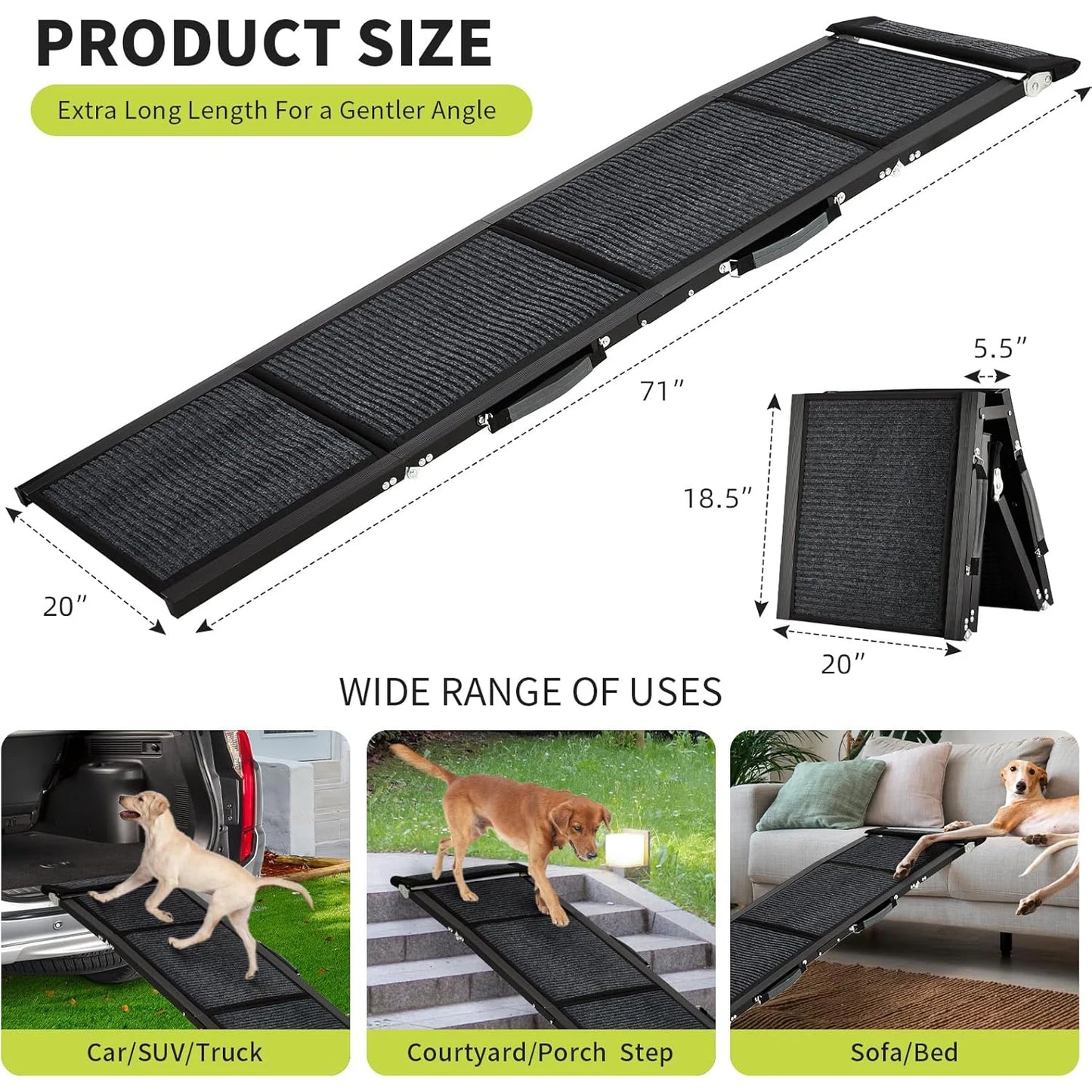 HiMISSDog Door Upgraded Car Dog Ramp With Non Slip Surface