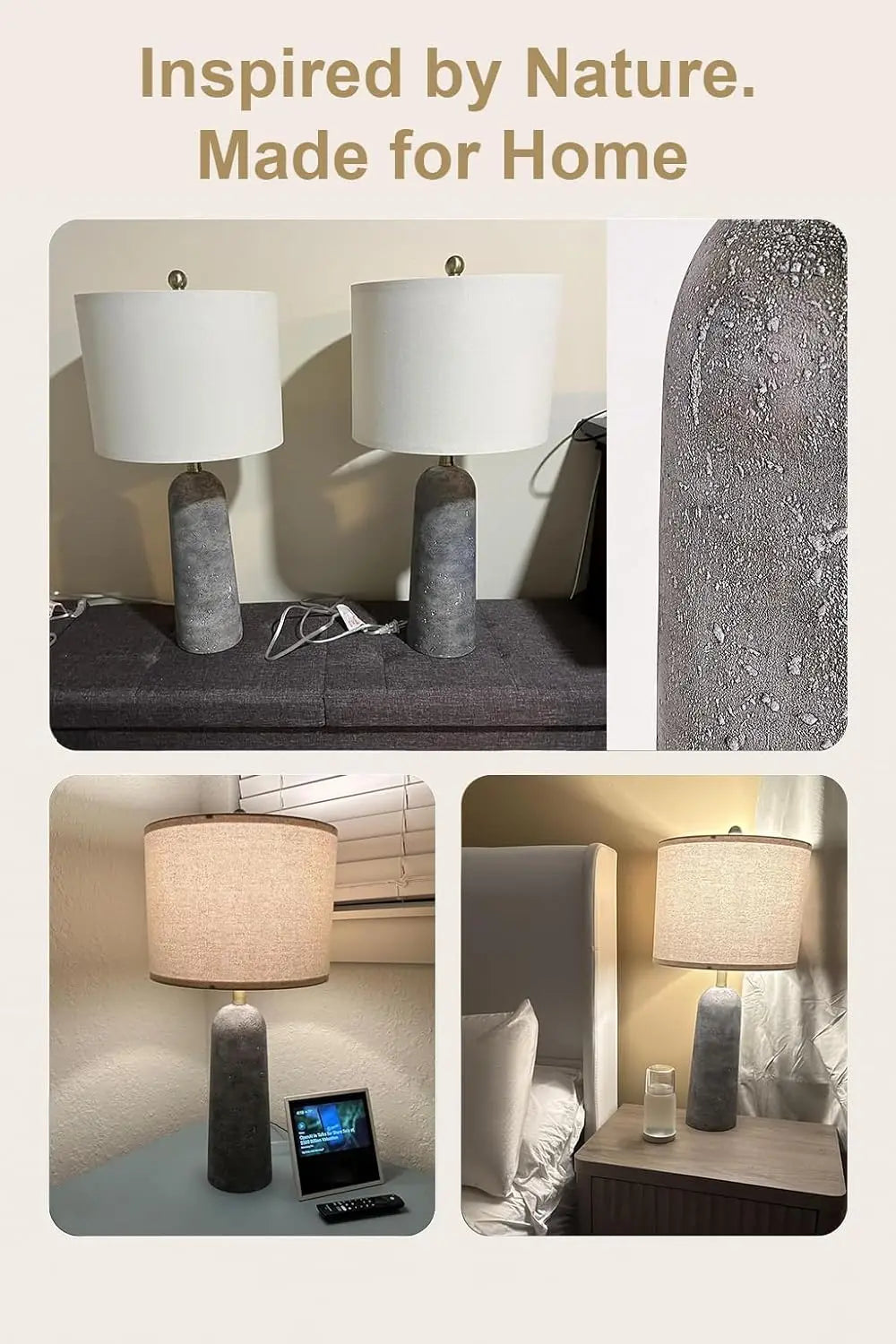 Contemporary Resin Table Lamp Set Of 2 With Linen Shade