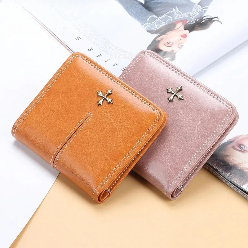 Leather Wallet For Women With Coin Pocket Card Holder