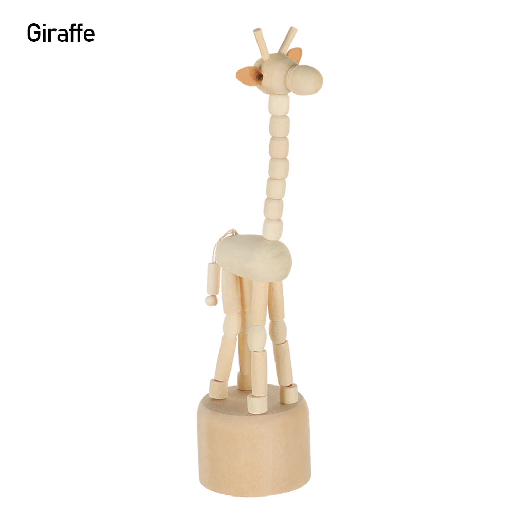 Wooden Animal Ornaments Mini Desktop Puppet Decorations For Home