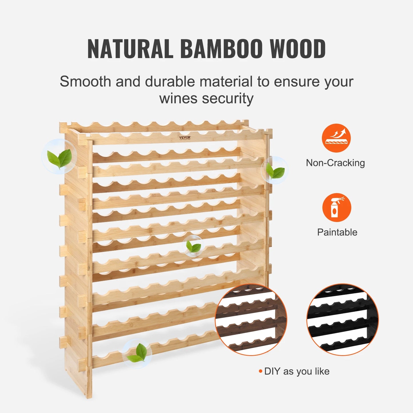 SucceBuy Bamboo 8-Tier Stackable Wine Rack For Kitchen Storage