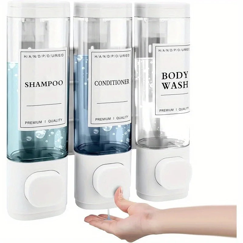 Wall Mounted 3-In-1 Shampoo, Conditioner and Soap Dispenser ABS