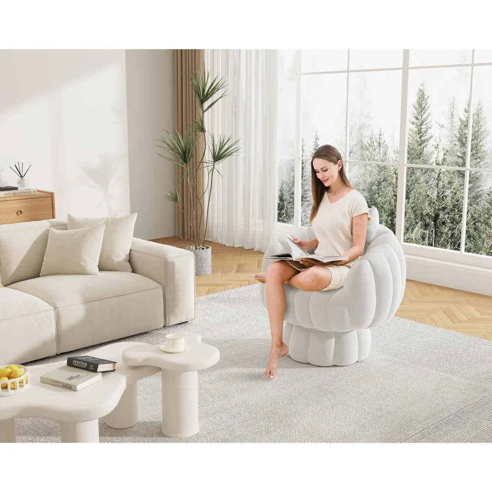 Mid Century Modern 360 Degree Swivel Velvet Accent Chair Set