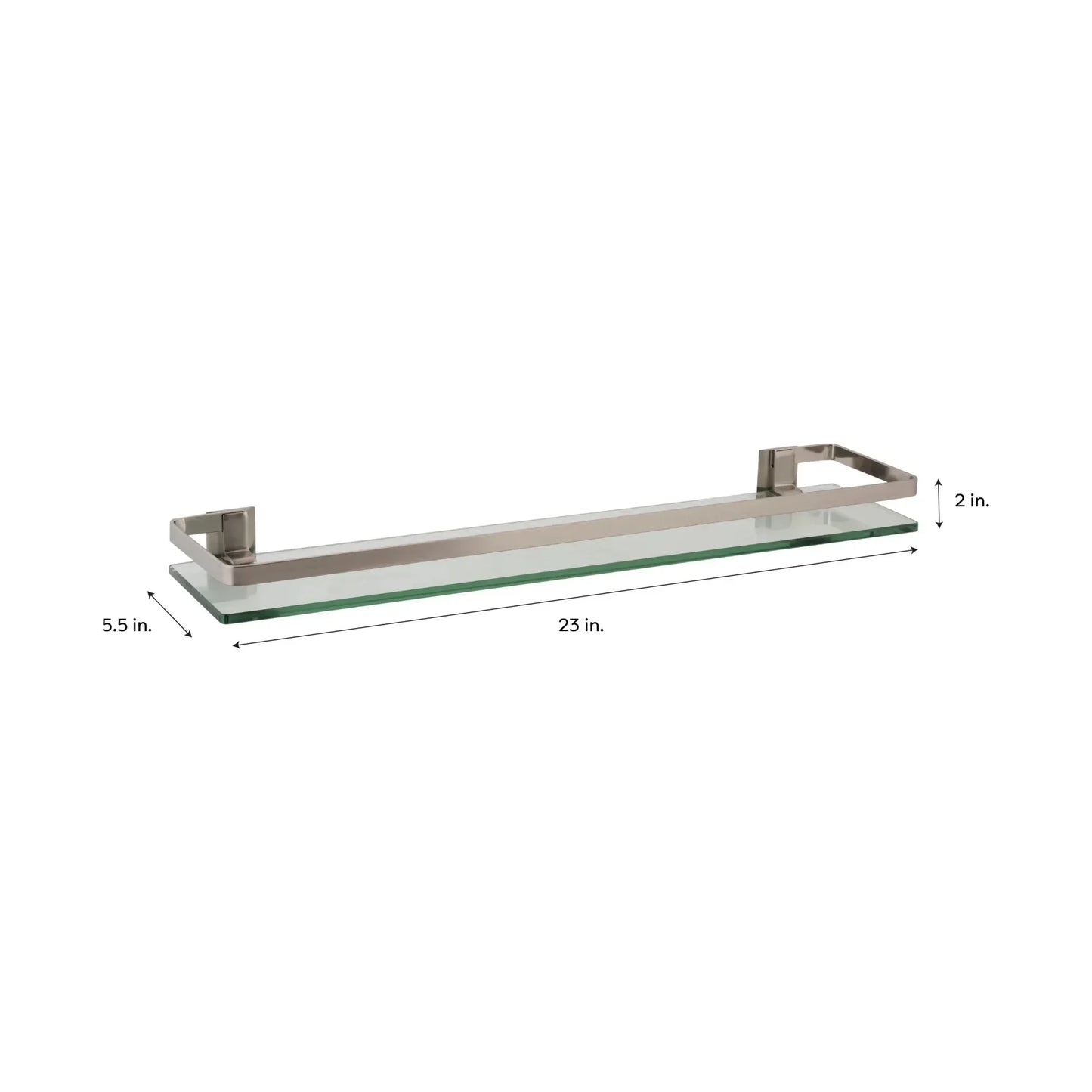 Decorative Glass Bathroom Shelf With Nickel Rail Wall Mount