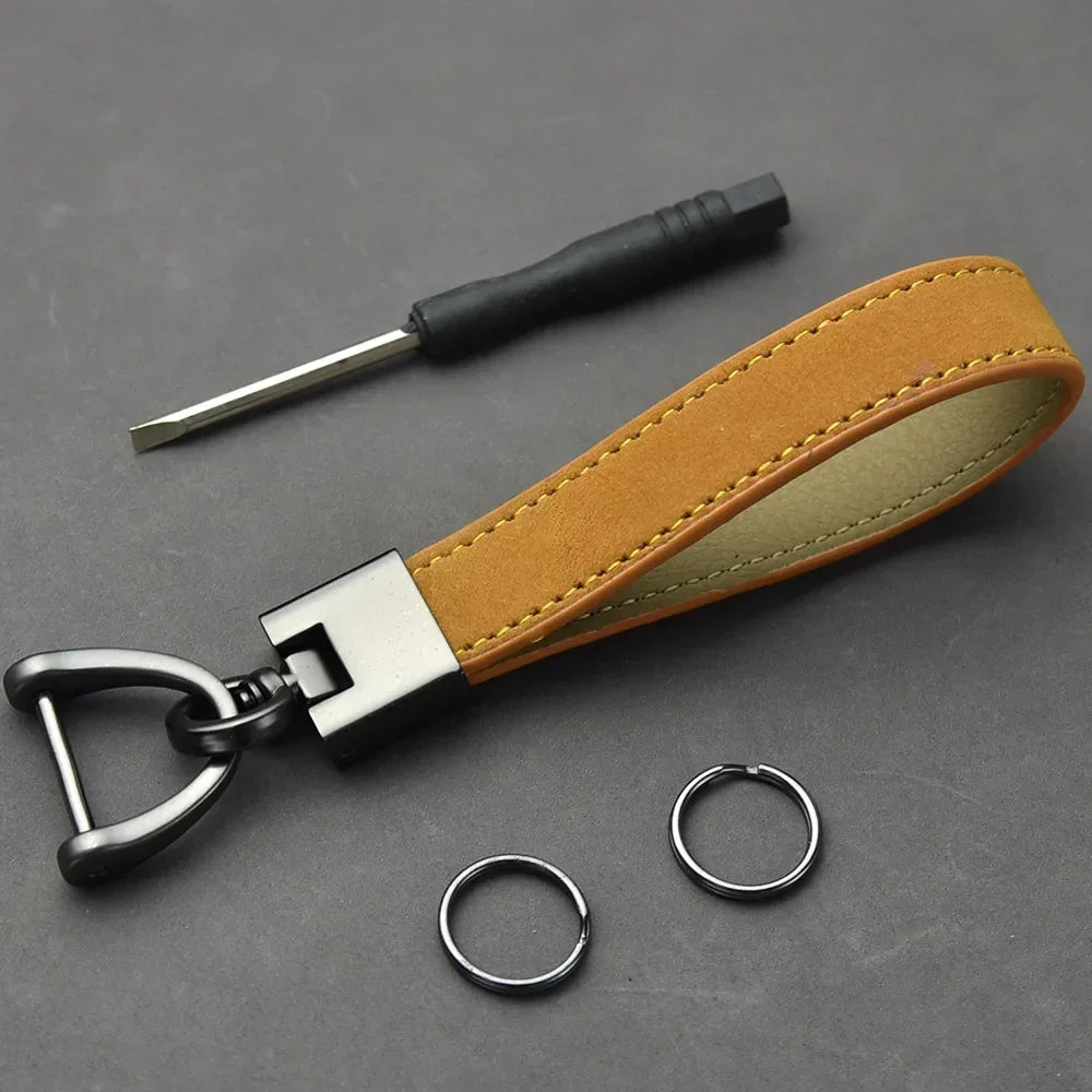 Genuine Leather Car Key Chain Buckle Key Ring Luxury Gift