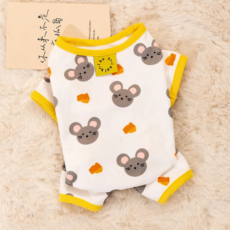 Striped Smile Print Jumpsuit For Small Dogs Autumn Pajamas