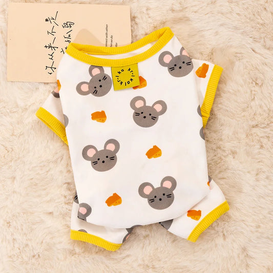 Striped Smile Print Jumpsuit For Small Dogs Autumn Pajamas