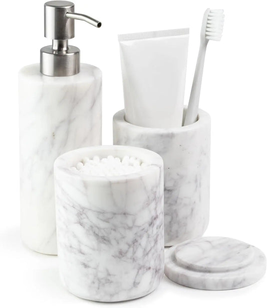 Ceramic Bathroom Accessories Set Soap Dispenser Toothbrush Holder Canister