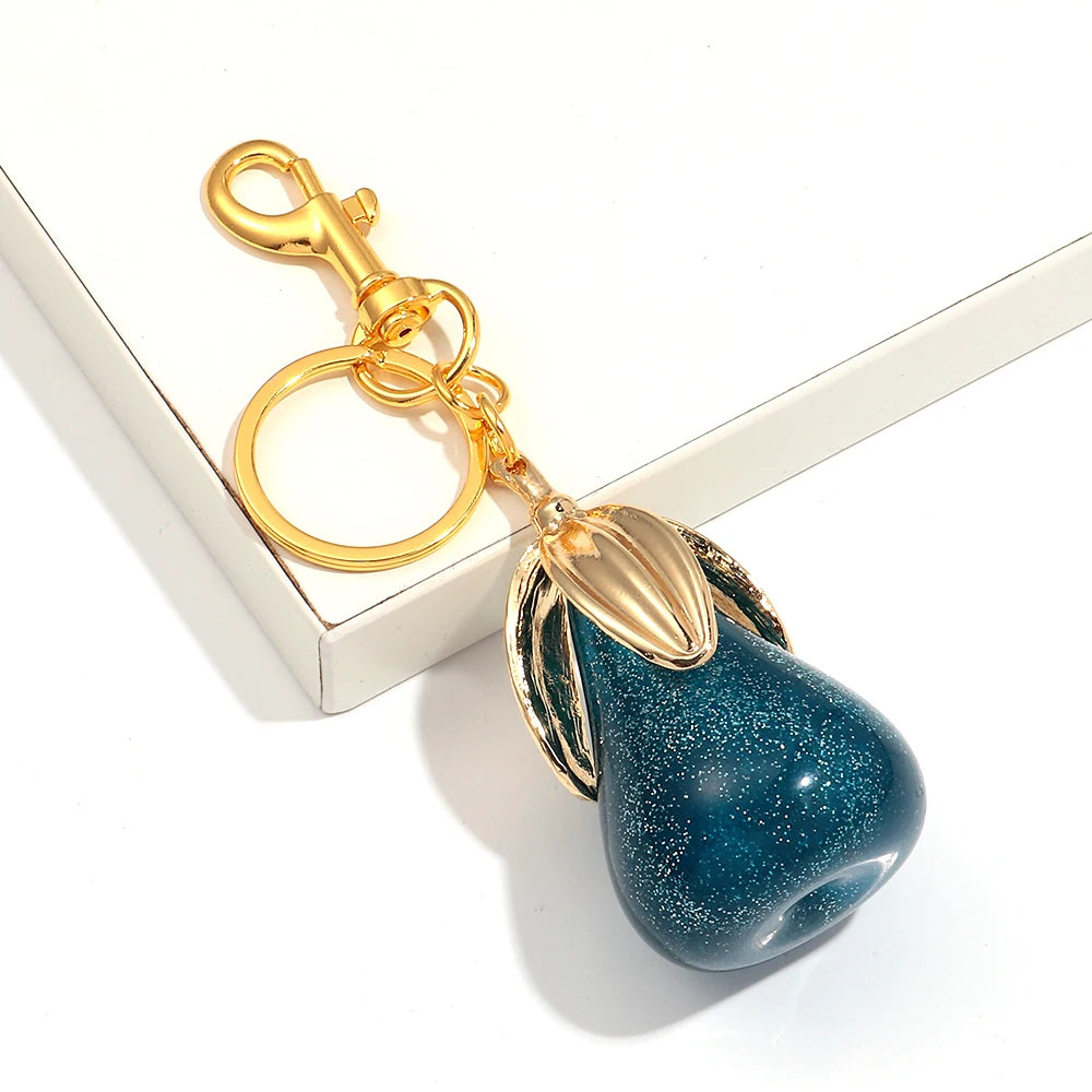 Crystal Pear Bag Charm Pendant Keychain For Women Handbags