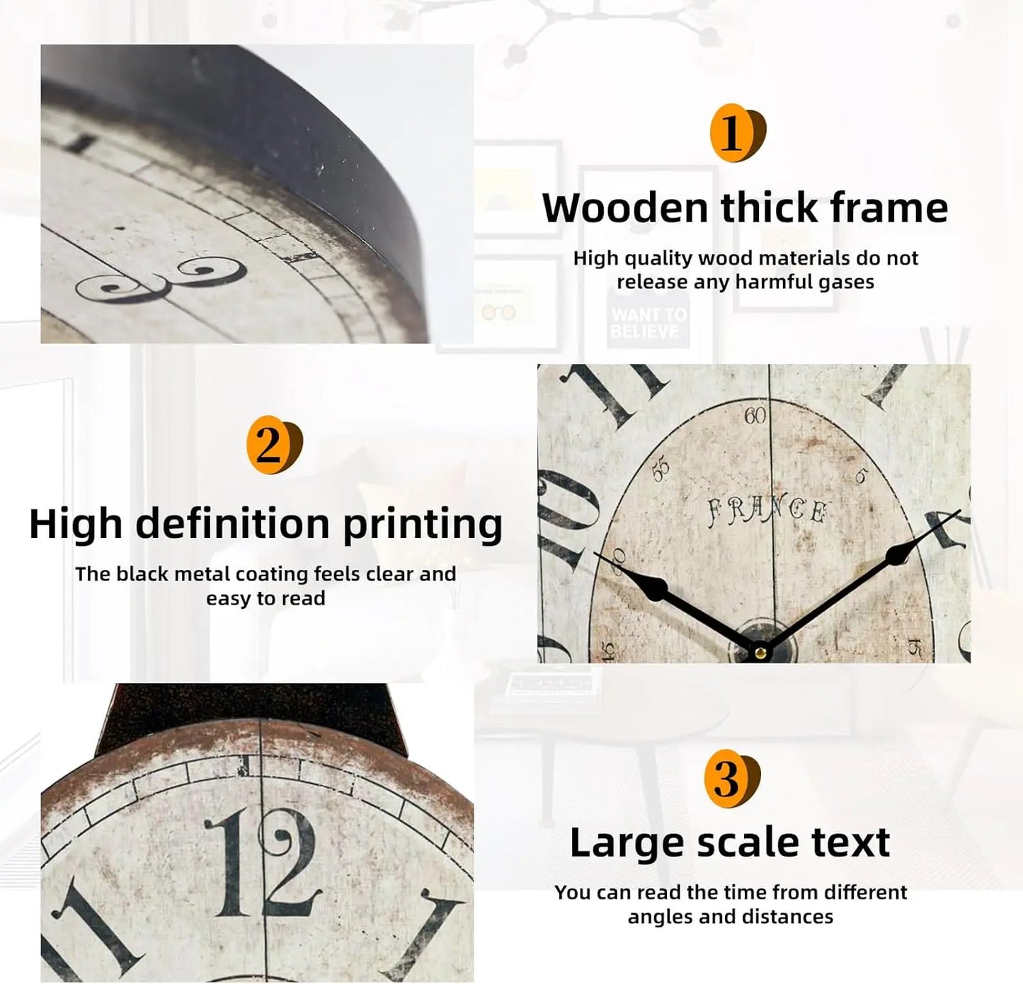 French Country Oval Wall Clock With Rustic Farmhouse Style