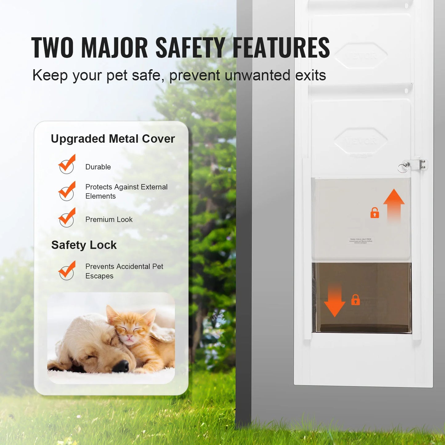 NONEDog Door Sliding Glass Dog Door With Adjustable Height Aluminum Frame