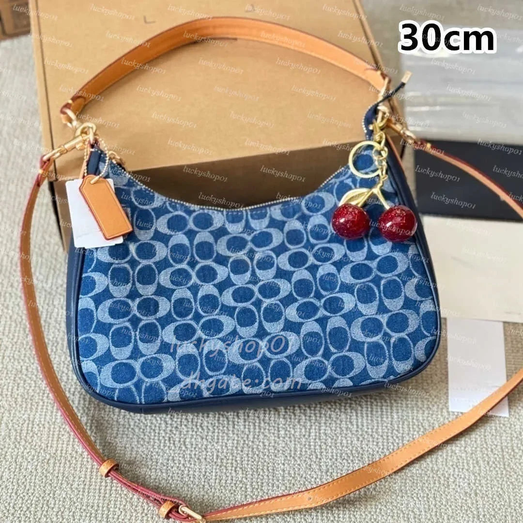 Luxury Otabby Denim Bags Designer Mini Rowan Pillow Bags Women TERI bag with cherry pendant LAUREL Crossbody Hobos Tote Purse De