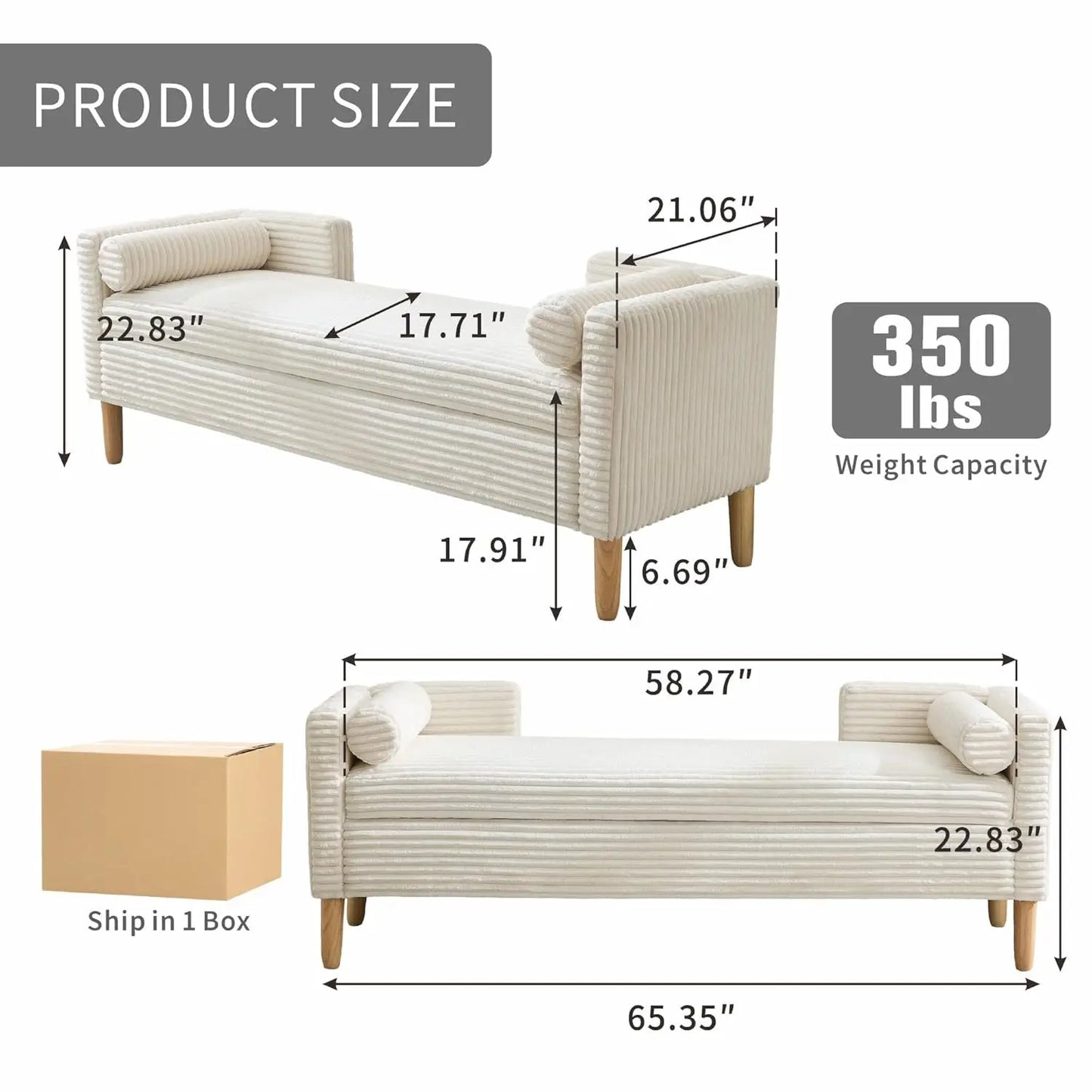 Storage Ottoman Bench With Removable Pillows Upholstered End Of Bed