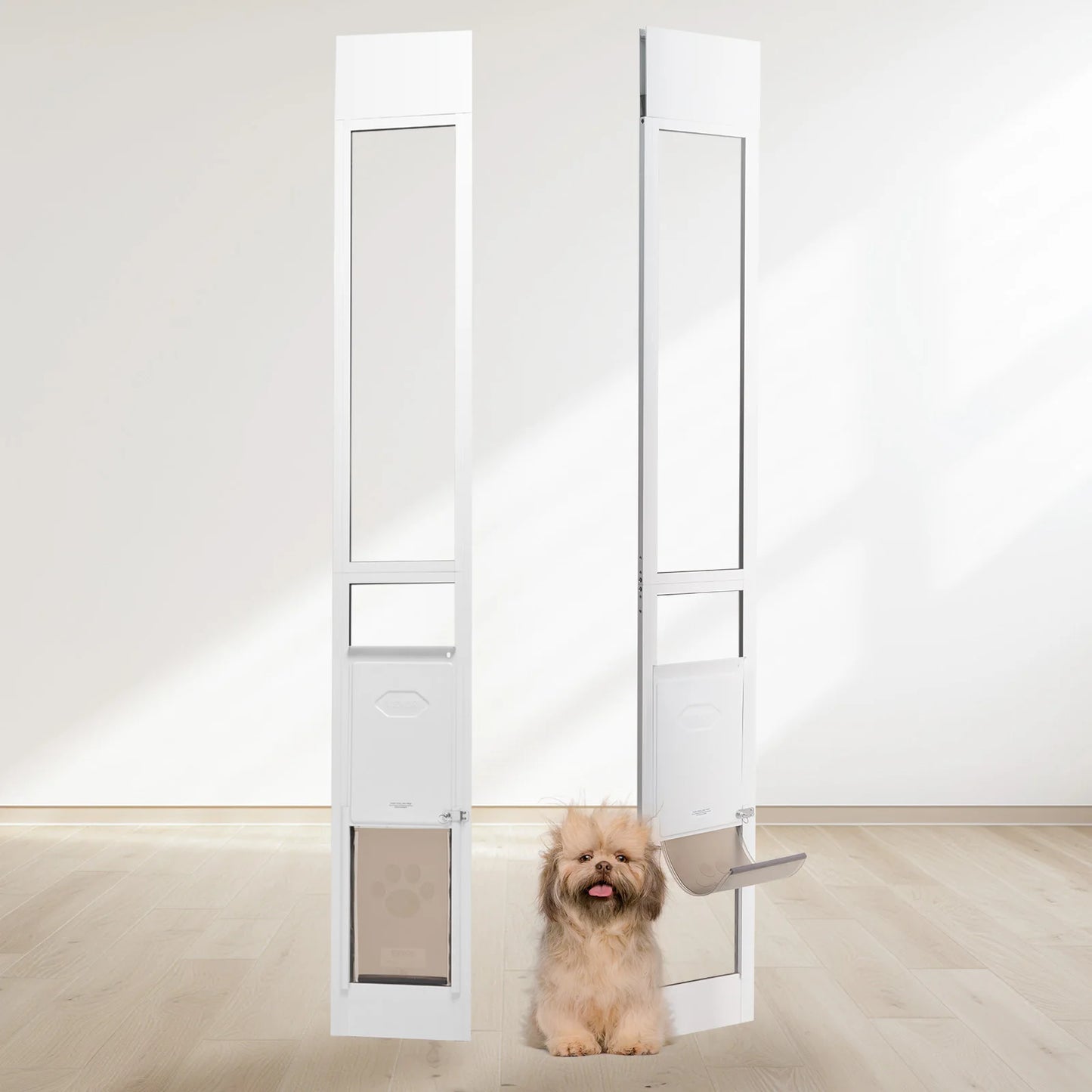NONEDog Door Sliding Glass Dog Door With Adjustable Height Aluminum Frame