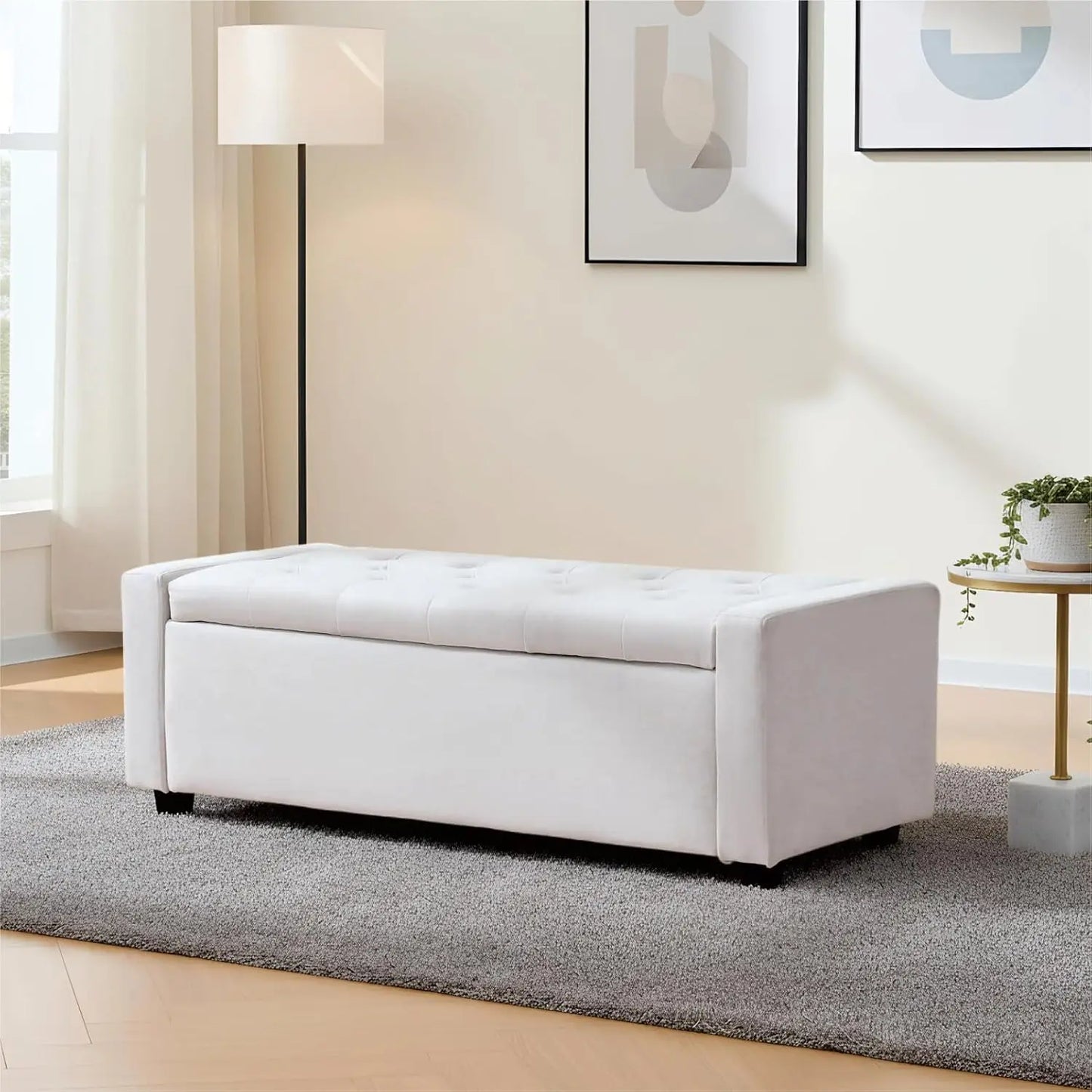 Storage Ottoman Bench With Removable Pillows Upholstered End Of Bed