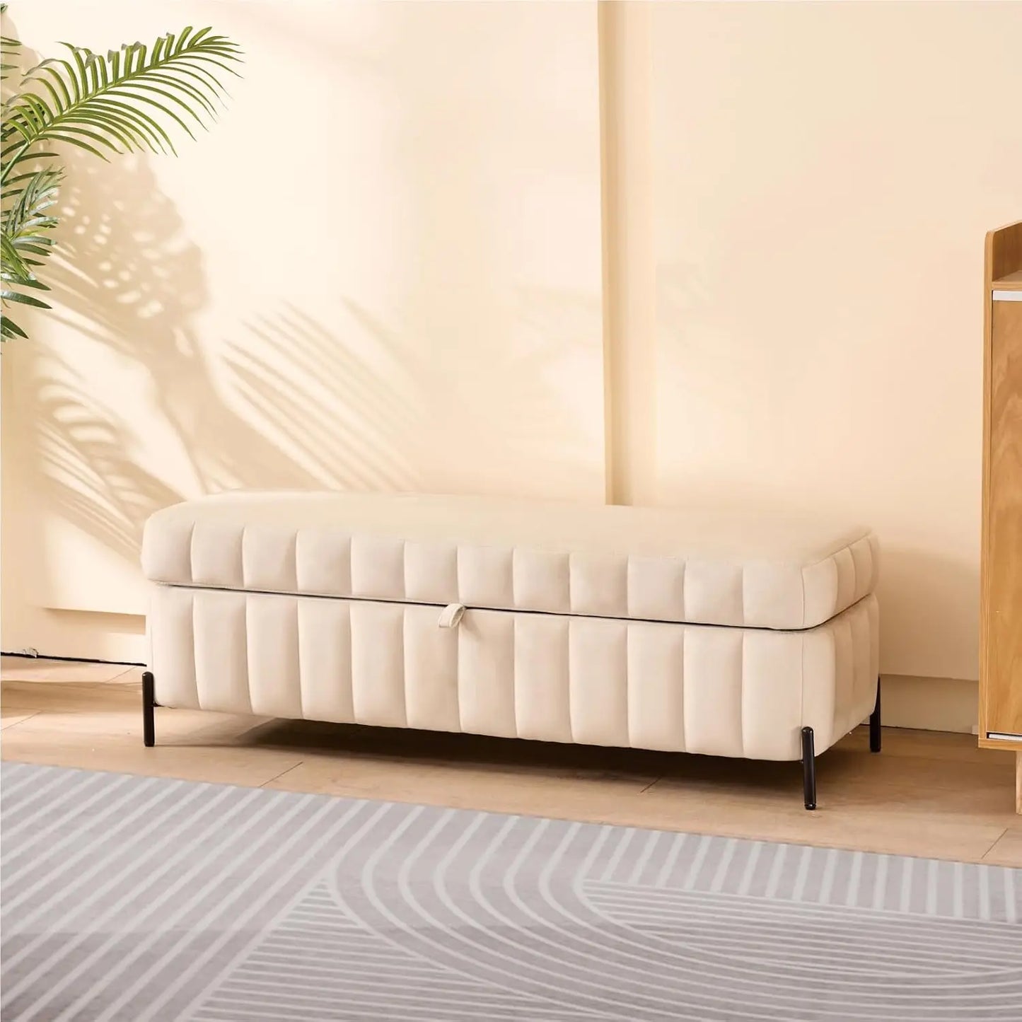 Storage Ottoman Bench With Removable Pillows Upholstered End Of Bed