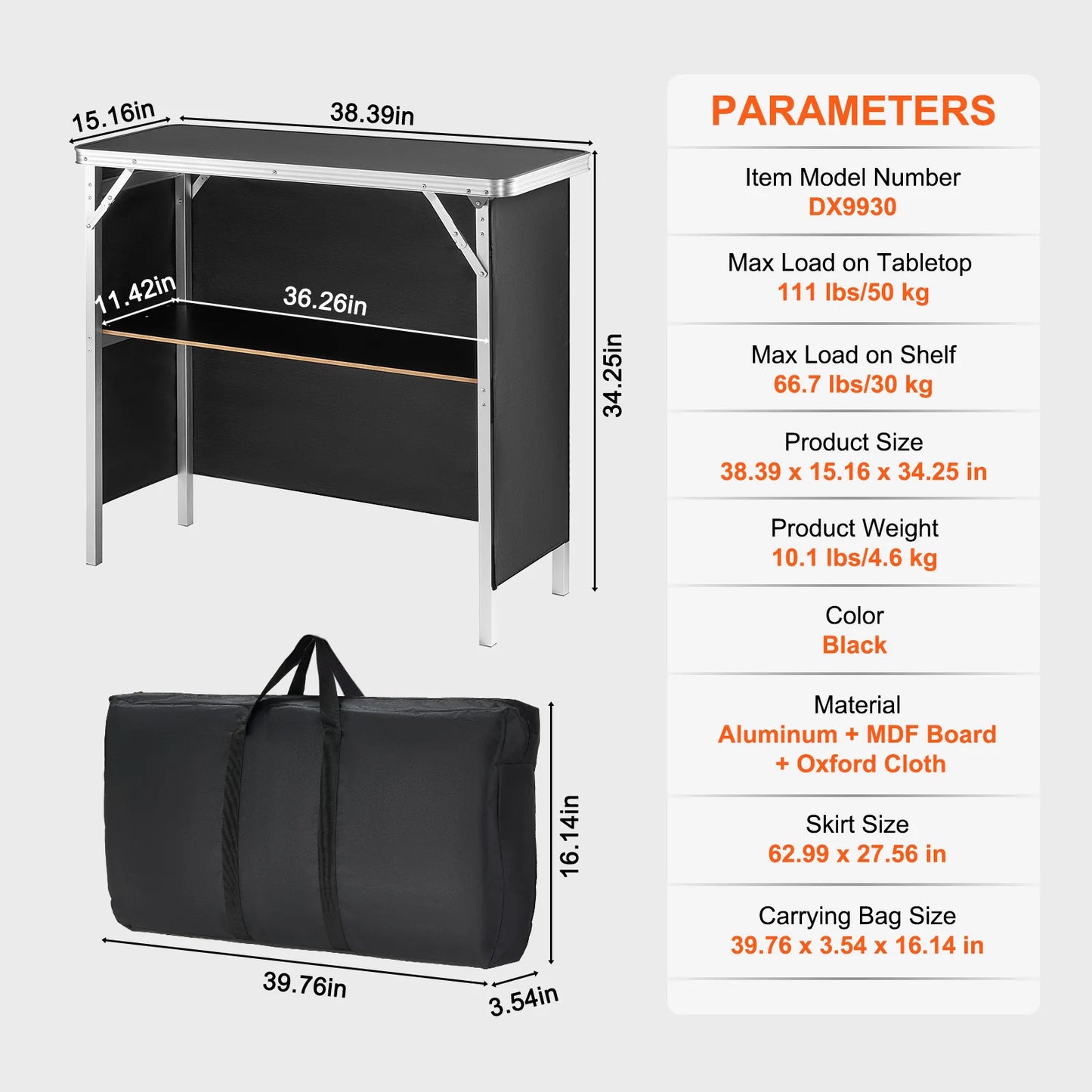 SucceBuy Folding Portable Bar Table for Tradeshow Exhibition