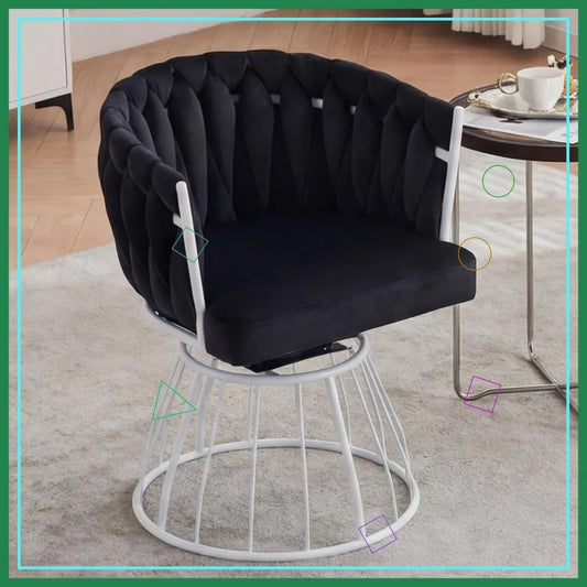 Velour Swivel Accent Chair With Woven Tufted Backrest
