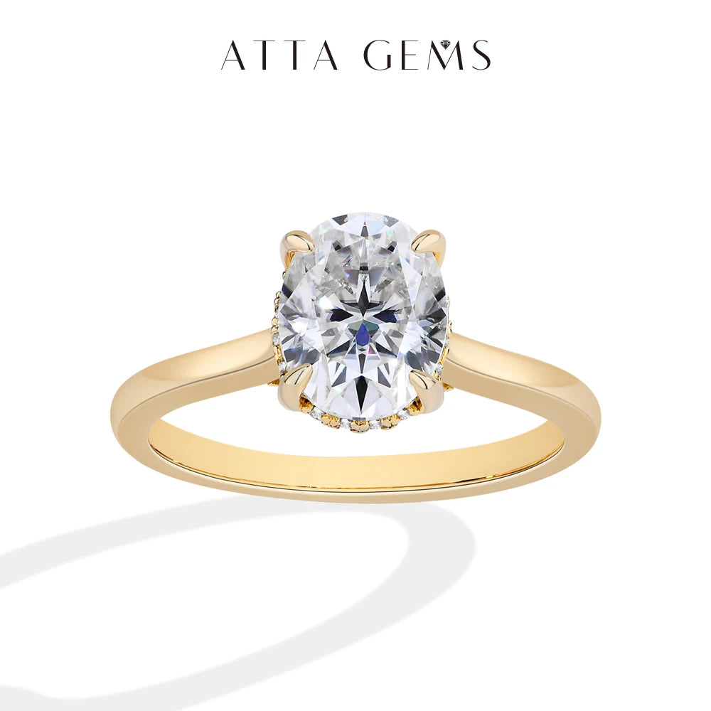 ATTAGEMS Oval Cut 9*7mm 2.0CT DVVS1 Moissanite Rings Women S925 Sterling Silver Wedding Engagement Ring Fine Jewelry Certificate