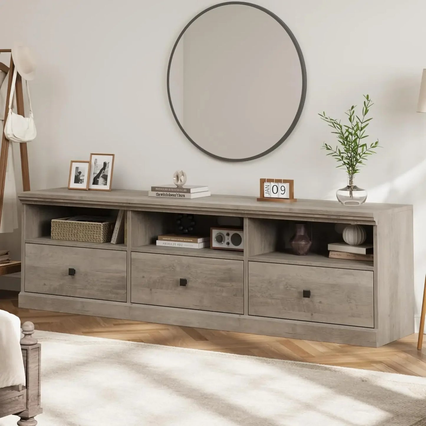 XMSJ Mid Century Modern TV Stand With Storage And Shelves