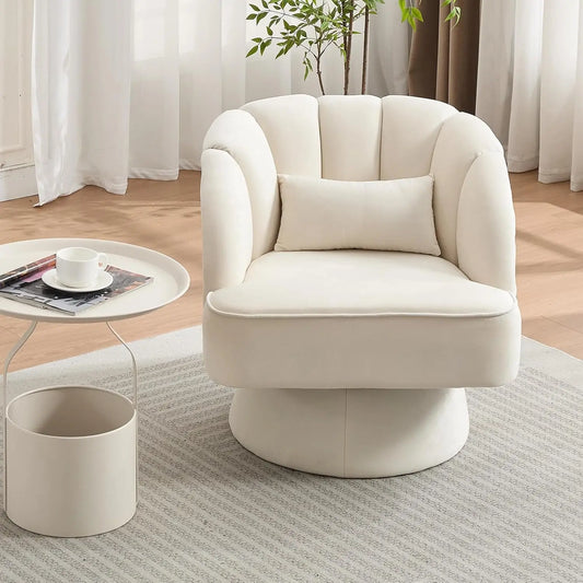 HiMISS Barrel Swivel Accent Chair Upholstered Armchair For Living Room