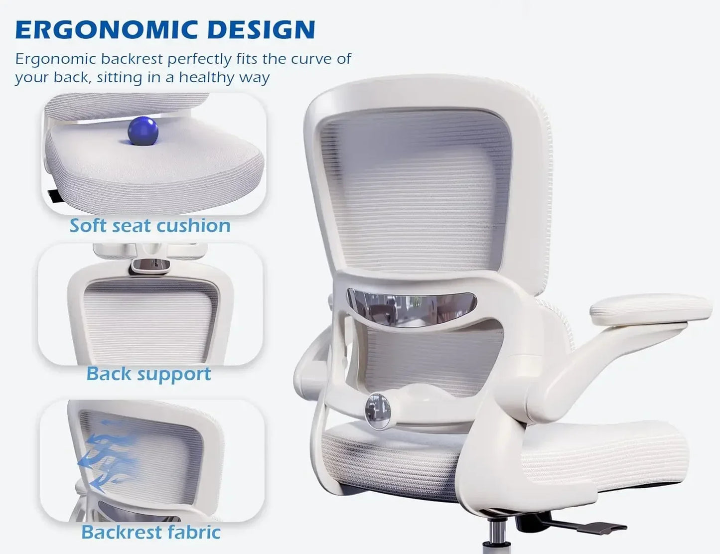Ergonomic Office Chair With Adjustable Lumbar Support Mesh Back