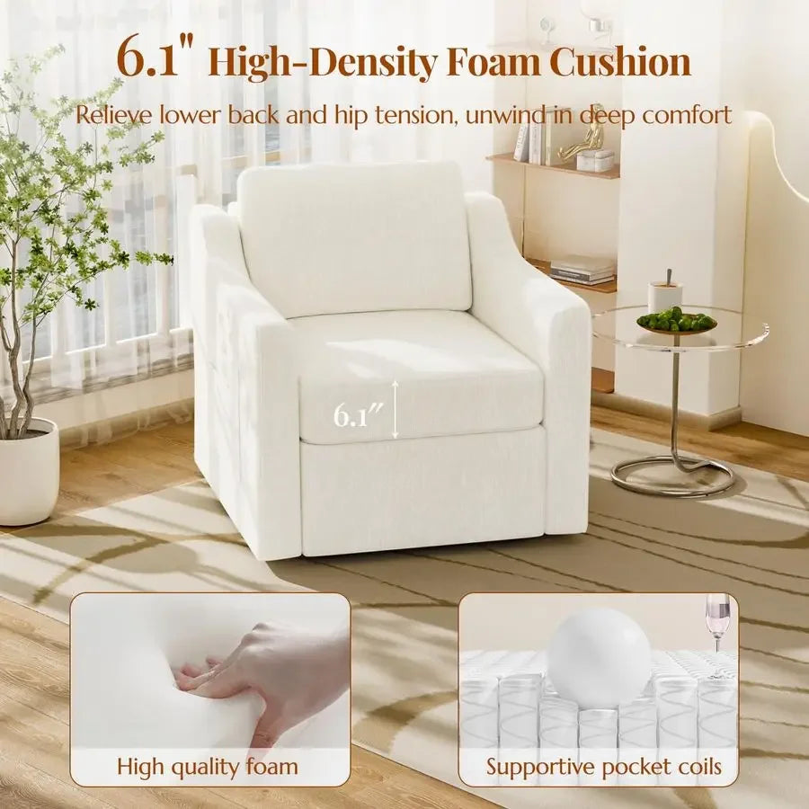 Swivel Accent Chair Set Of 2 Upholstered Armchairs For Reading