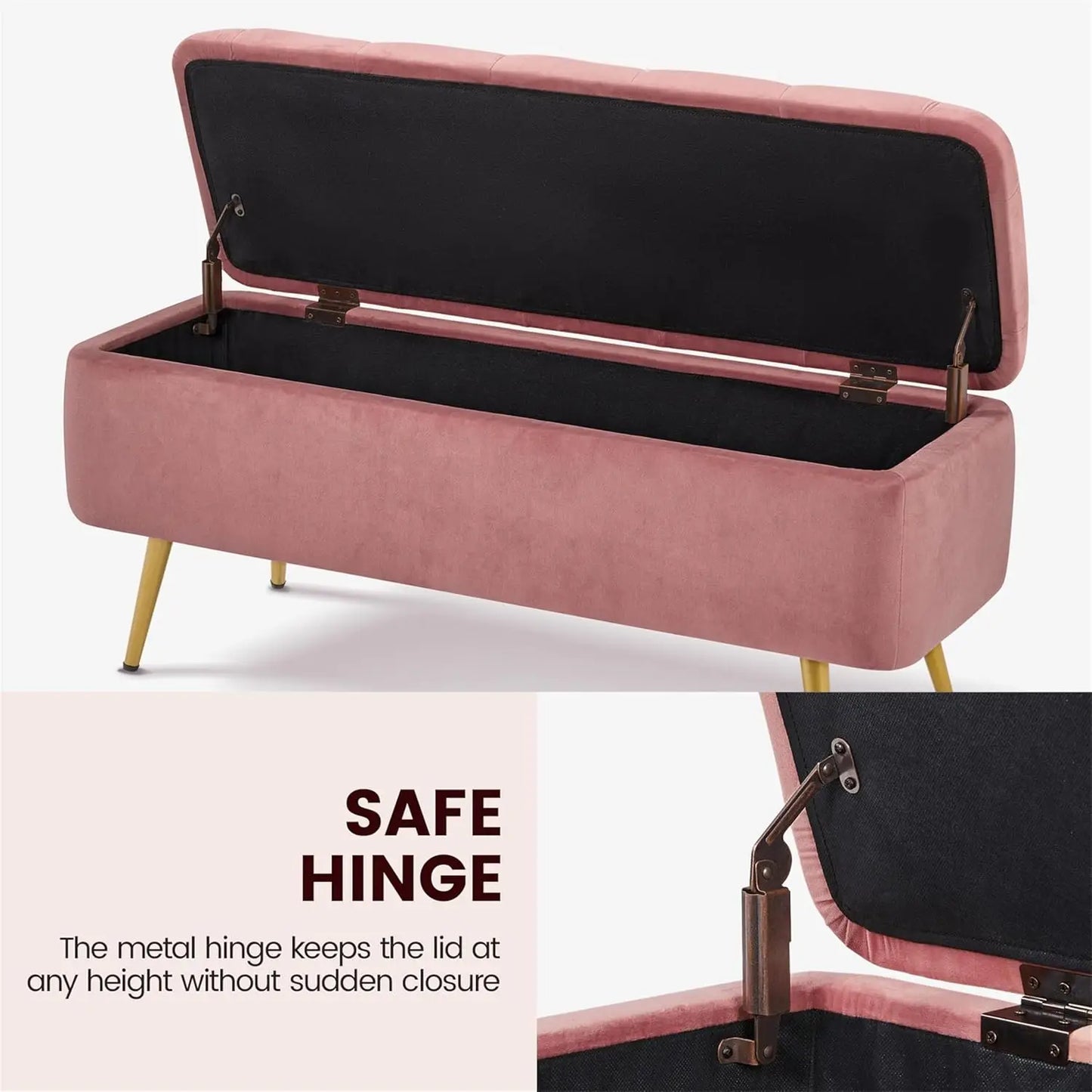 XMSJ Velvet Ottoman With Storage Bench For Living Room
