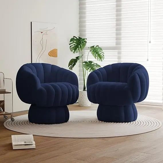 Mid Century Modern 360 Degree Swivel Velvet Accent Chair Set