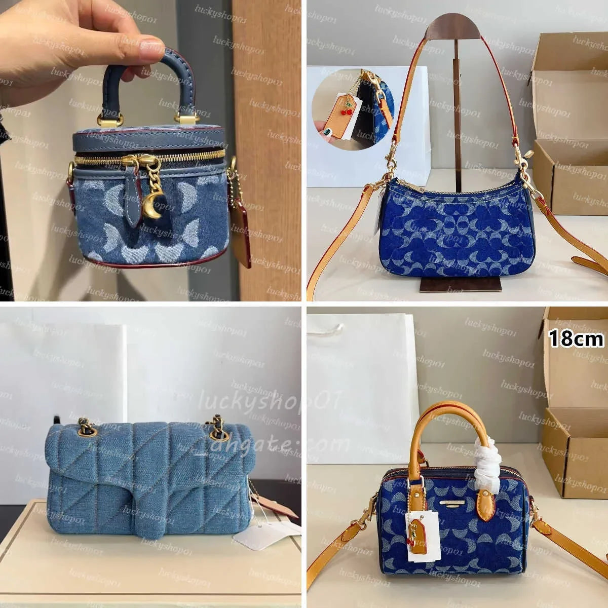 Luxury Otabby Denim Bags Designer Mini Rowan Pillow Bags Women TERI bag with cherry pendant LAUREL Crossbody Hobos Tote Purse De